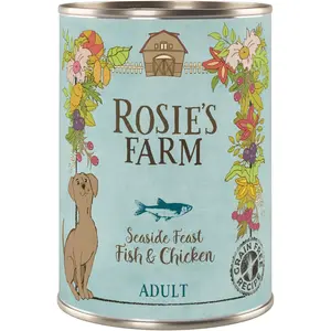 6x400g Rosie's Farm Adult poisson, poulet - Pâtée pour chien pas cher