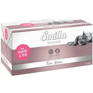 8x100g Smilla Fine Menu volaille, veau - Pâtée pour chat pas cher