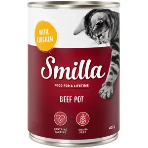 6x400g Smilla boeuf boeuf, poulet - Pâtée pour chat pas cher