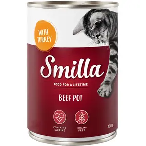 6x400g Smilla boeuf boeuf, dinde - Pâtée pour chat pas cher