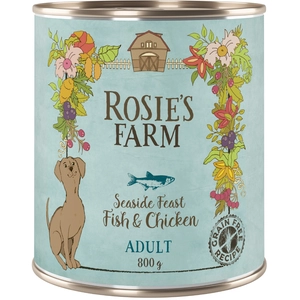 6x800g Rosie's Farm Adult poisson, poulet - Pâtée pour chien