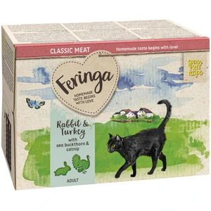 6x100g Feringa Classic Meat Menu lapin, dinde - Pâtée pour chat pas cher