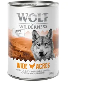 6x400g Wide Acres, poulet Wolf of Wilderness - Pâtée pour chien pas cher