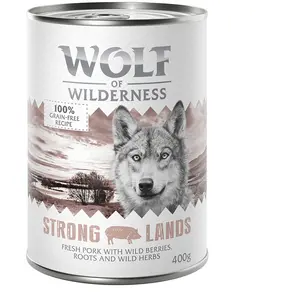 6x400g Strong Lands, porc Wolf of Wilderness - Pâtée pour chien pas cher