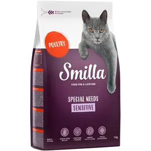 1kg Smilla Adult Sensitive sans céréales, volaille - Croquettes pour chat