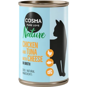 6x140g Cosma Nature poulet, thon, fromage - Pâtée pour chat pas cher