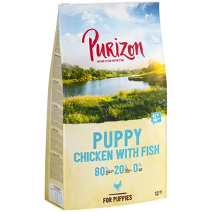 12kg Puppy poulet, poisson - sans céréales Purizon croquettes pour chien pas cher