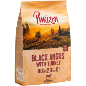 1kg Adult Black angus, dinde - sans céréales Purizon croquettes pour chien à prix avantageux ! pas cher