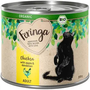 Feringa Organic bio Adult 6 x 200 g pour chat - poulet, pommes, pissen... pas cher