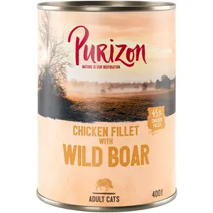 6x400g Adult filet de poulet, sanglier Purizon Boîtes pour chat : -15 % ! pas cher