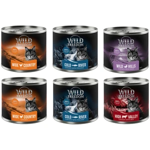 6x200g Adult Lot mixte II (2 x poulet, 2 x colin, boeuf, canard) Wild Freedom nourriture humide pour chat pas cher