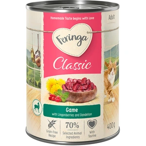 6x400g Feringa Classic Meat Menu gibier - Pâtée pour chat pas cher