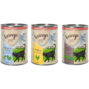 Feringa Classic Meat Menu 6 x 400 g pour chat - lot mixte IV : volaille, agneau & lapin, saumon & dinde pas cher