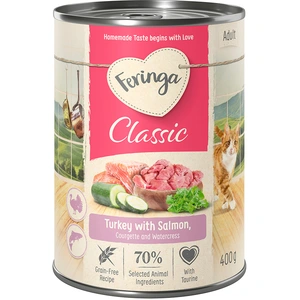 6x400g Feringa Classic Meat Menu saumon, dinde - Pâtée pour chat pas cher