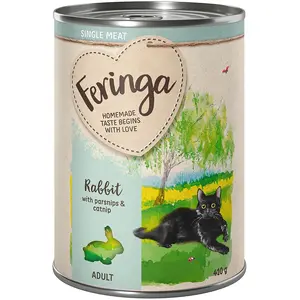 5x410g lapin, panais, menthe à chat Menus à la viande Single Meat Feringa pour chat + 1 boîte offerte ! pas cher