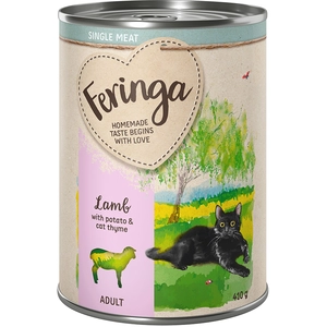 5x410g agneau, pommes de terre, germandrée Menus à la viande Single Meat Feringa pour chat + 1 boîte offerte ! pas cher