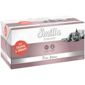 8x100g Smilla Fine Menu samon, crevettes - Pâtée pour chat pas cher