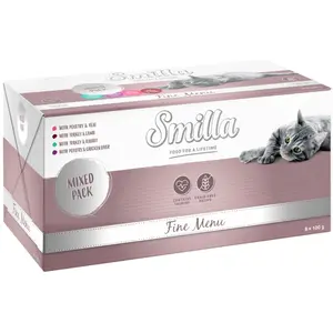 8x100g Smilla Fine Menu lot mixte (4 saveurs) - Pâtée pour chat pas cher