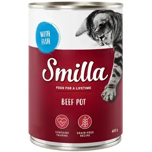 6x400g Smilla boeuf boeuf, poisson - Pâtée pour chat pas cher
