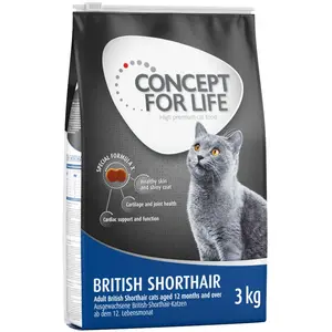 3kg British Shorthair Adult Concept for Life - Croquettes pour chat pas cher