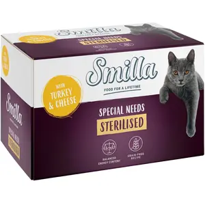6x100g Smilla Sterilised en barquettes dinde, fromage - Pâtée pour chat pas cher
