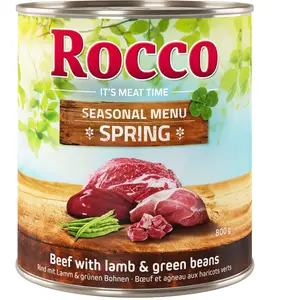 24x800g Rocco Menu de printemps agneau, haricots verts - Pâtée pour ch... pas cher