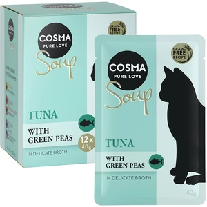 12x40g Cosma Soup thon, petits pois - Pâtée pour chat pas cher