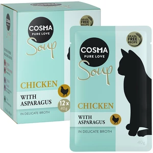 12x40g Cosma Soup blanc de poulet, asperges - Pâtée pour chat pas cher