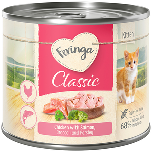 6x200g Feringa Kitten saumon, poulet - Pâtée pour chaton pas cher
