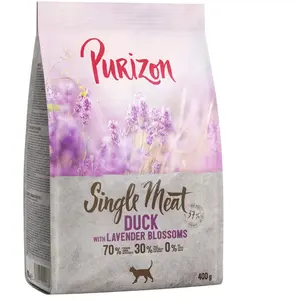 400g Single Meat canard, fleurs de lavande sans céréales Purizon Croquettes pour chat : -15 % ! pas cher