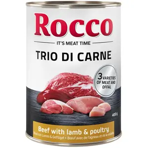Rocco Classic Trio de viandes 6 x 400 g pour chien - boeuf, agneau, vo... pas cher
