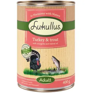 Lukullus Adult sans céréales 6 x 400 g pour chien - dinde & truite