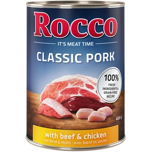 Rocco Classic Pork 6 x 400 g pour chien boeuf, poulet pas cher