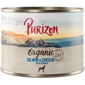 6x200g saumon, poulet & épinards Organic Bio Purizon nourriture humide pour chien pas cher
