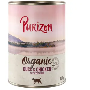 6x400g Organic bio canard, poulet, potiron Purizon Boîtes pour chat : -15 % ! pas cher