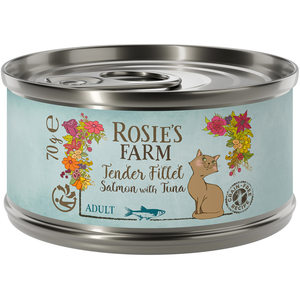 12x70g saumon avec thon Tender Filet Rosie's Farm nourriture humide pour chat pas cher