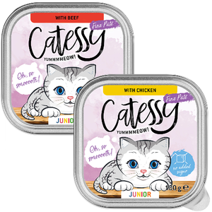 16x 100g Catessy Junior-Paté Mix (2 sortes) nourriture pour chats humi... pas cher