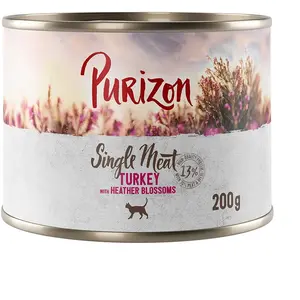 6x200g Single Meat : dinde, fleurs de bruyère Purizon Boîtes pour chat : -15 % ! pas cher