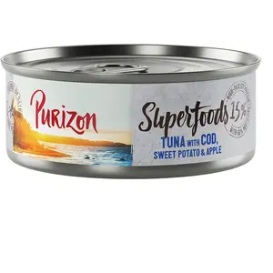 Purizon Superfoods 6 x 70 g pour chat - thon, cabillaud, patates douces, pommes pas cher