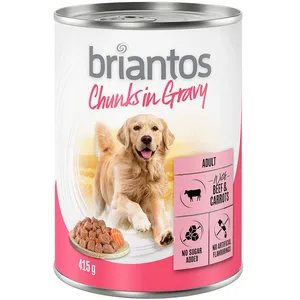 Briantos Bouchées en sauce 6 x 415 g pour chien - boeuf, carottes pas cher