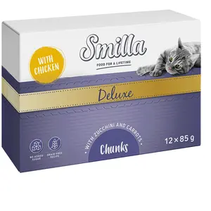 Smilla Deluxe Bouchées 12 x 85 g pour chat - poulet, courgettes, carottes pas cher