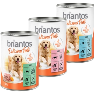 Briantos Delicious Paté 6 x 400 g pour chien - lot mixte : poisson, agneau, boeuf pas cher