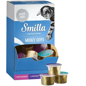 Friandises Smilla Milky Cups paquet mixte pour chat - 25 x 15 g pas cher