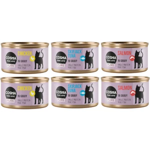6x80g lot mixte (3 variétés) Cosma Pure nourriture humide pour chat pas cher