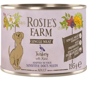 Rosie's Farm Single Meat Adult 6 x 195 g pour chien - dinde, riz pas cher