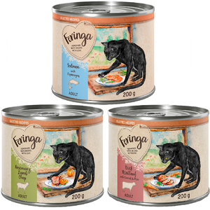 6x200g Recettes sélectionnées- lot mixte : agneau, boeuf, saumon Feringa nourriture humide pour chat pas cher