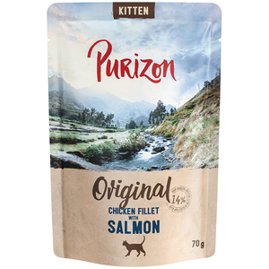 6x 70g Purizon Kitten filet de poulet avec saumon nourriture pour chat... pas cher