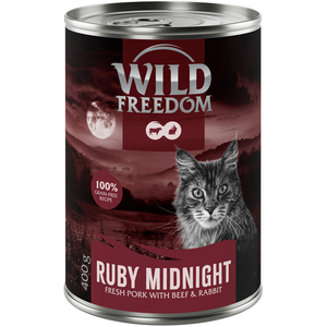 6x400g Ruby Midnight - porc, boeuf, lapin -sans céréales Wild Freedom Adult "Red "nourriture humide pour chat pas cher