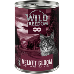 6x400g Velvet Gloom - porc, dinde, truite -sans céréales Wild Freedom Adult "Red "nourriture humide pour chat pas cher