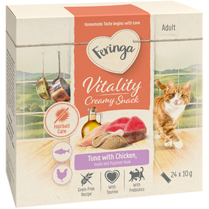 24 x 10 g thon, poulet  Feringa Vitality Creamy Snacks pour chat pas cher